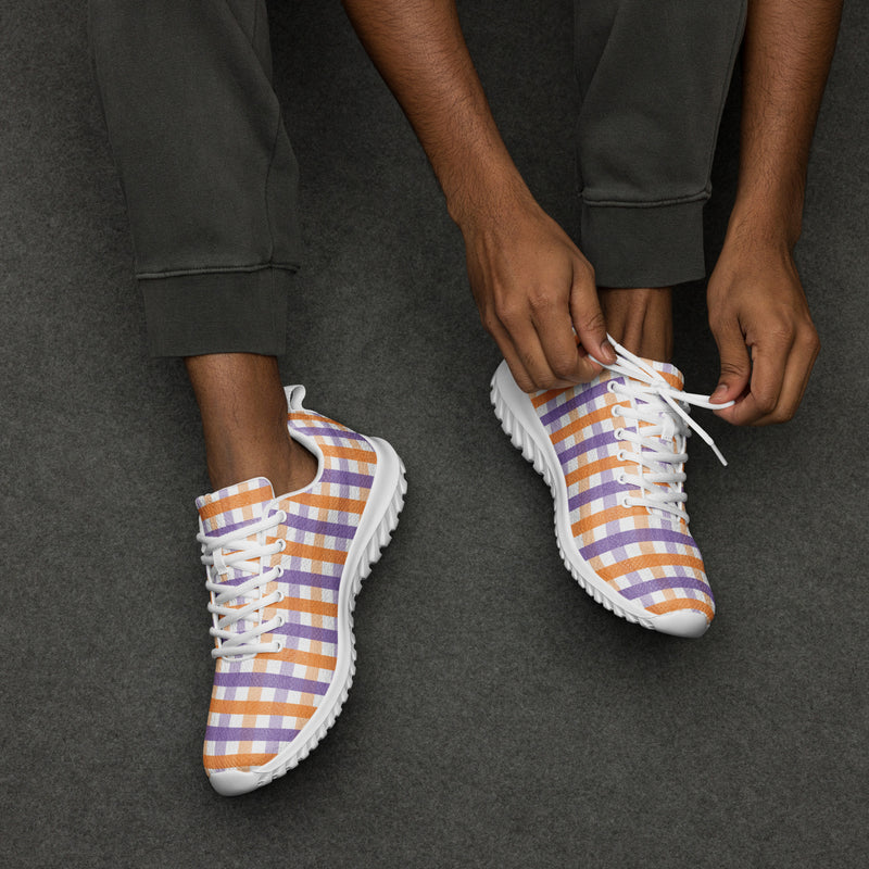 Purple Orange Check Athletic #183 - Opposite Side | HA!LO Canvas Sneakers