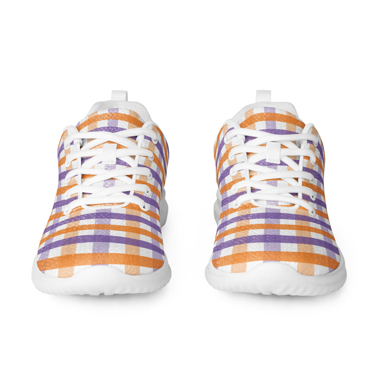 Purple Orange Check Athletic #183 - Front View | HA!LO Canvas Sneakers