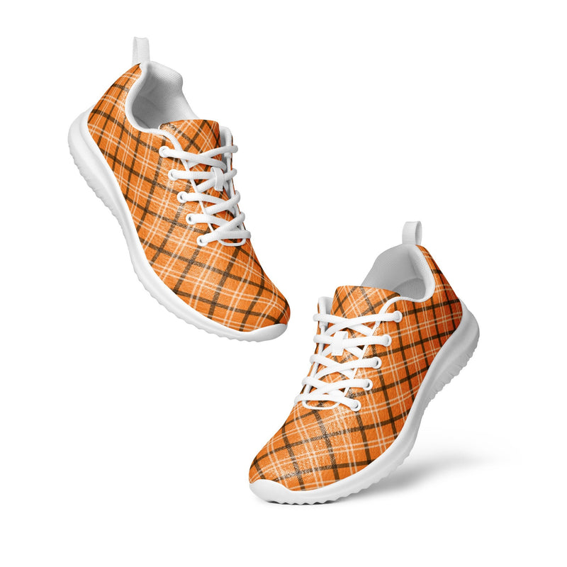 Tangerine Plaid Athletic #184 - Top Down View | HA!LO Canvas Sneakers