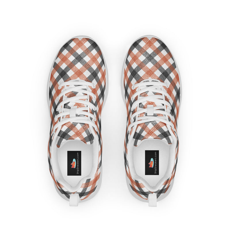 Peach Plaid Cross Athletic #194 - Back View | HA!LO Canvas Sneakers