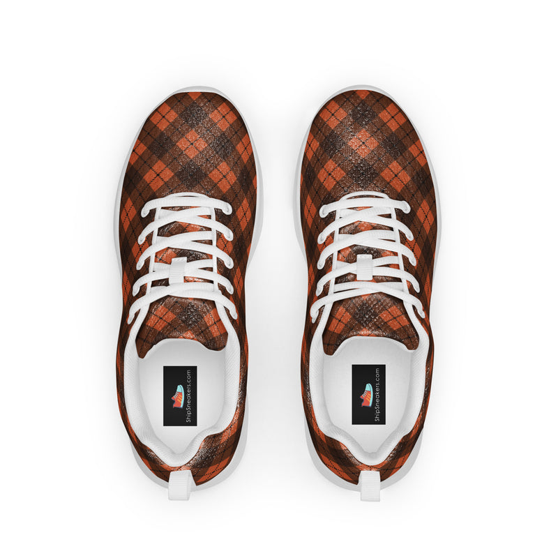 Rust Plaid Athletic #196 - Back View | HA!LO Canvas Sneakers