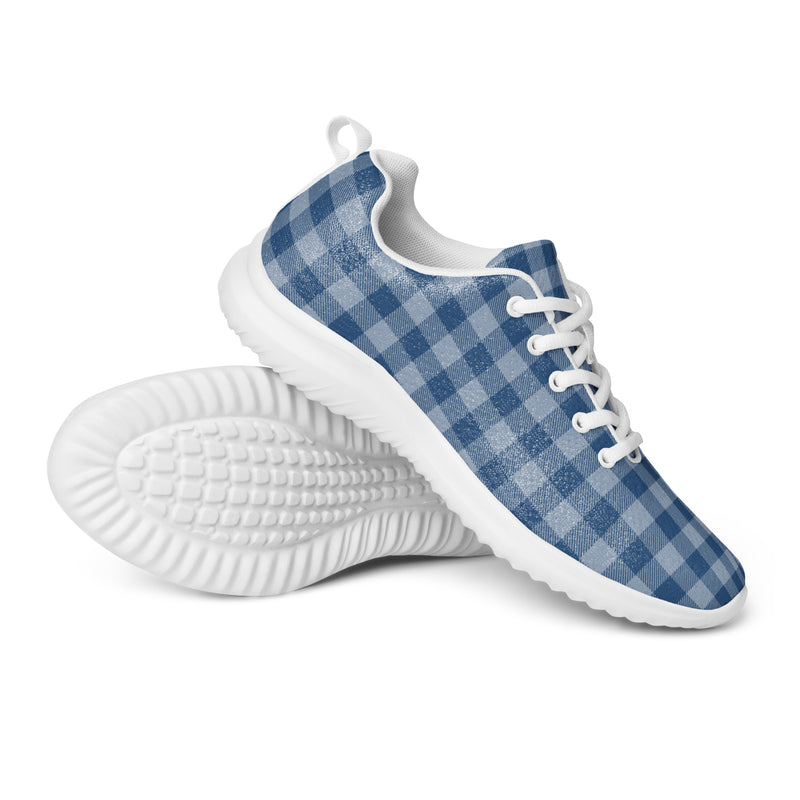 Blue Grid Athletic #202 - Canvas High Top Sneakers | HA!LO