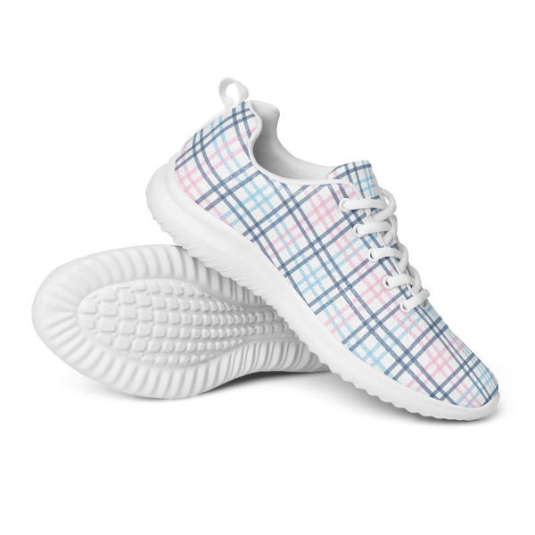 HA!LO Pink Blue Plaid — Men's Canvas Athletic Sneaker