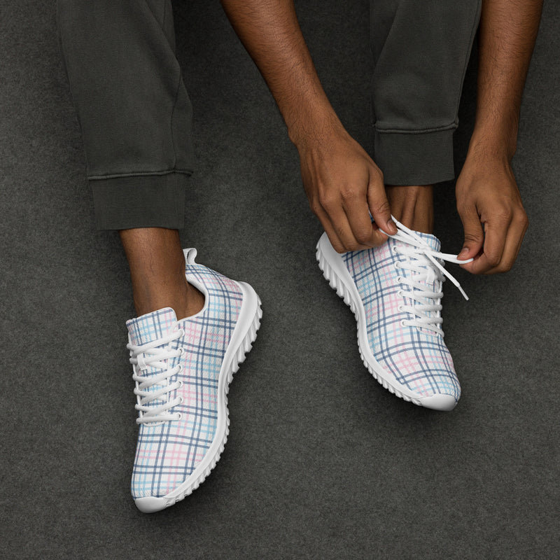 Pink Blue Plaid Athletic #204 - Opposite Side | HA!LO Canvas Sneakers