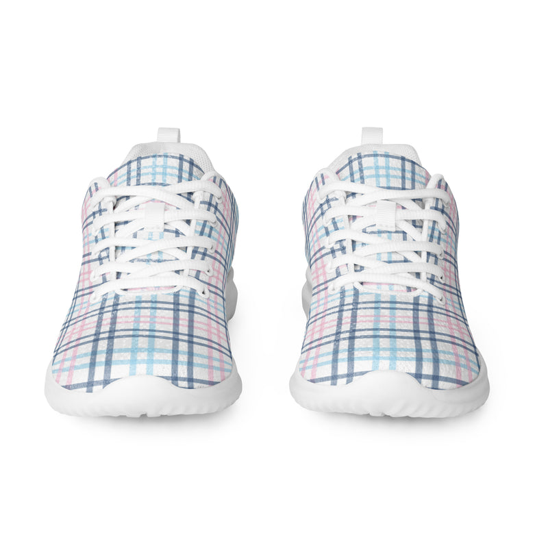 Pink Blue Plaid Athletic #204 - Front View | HA!LO Canvas Sneakers