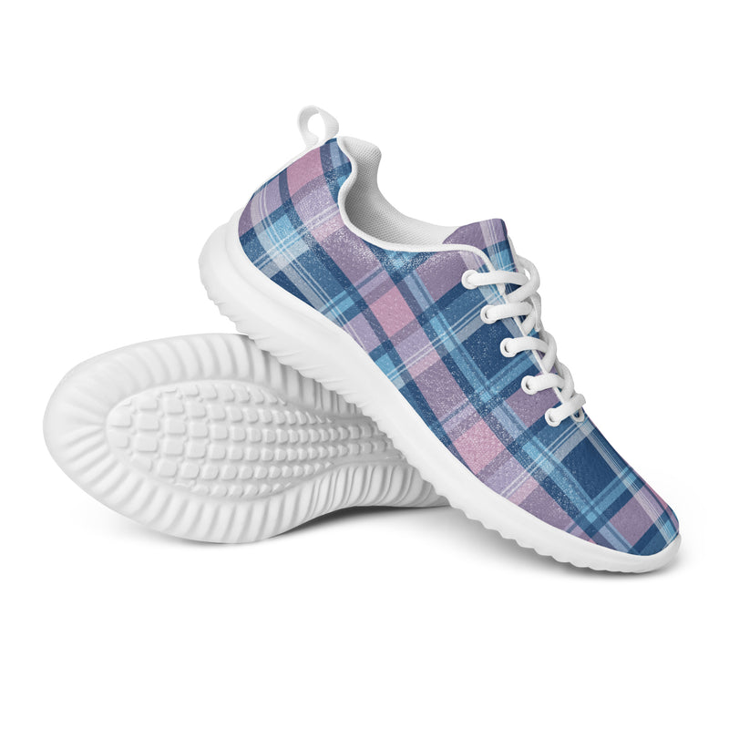 Pastel Blue Plaid Athletic #205 - Canvas High Top Sneakers | HA!LO