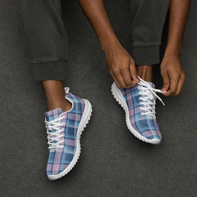 Pastel Blue Plaid Athletic #205 - Opposite Side | HA!LO Canvas Sneakers
