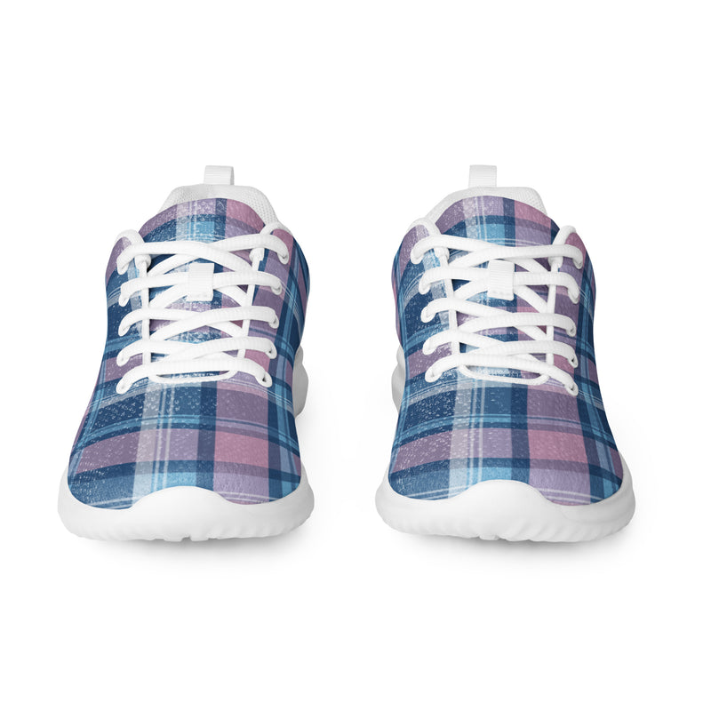 Pastel Blue Plaid Athletic #205 - Front View | HA!LO Canvas Sneakers