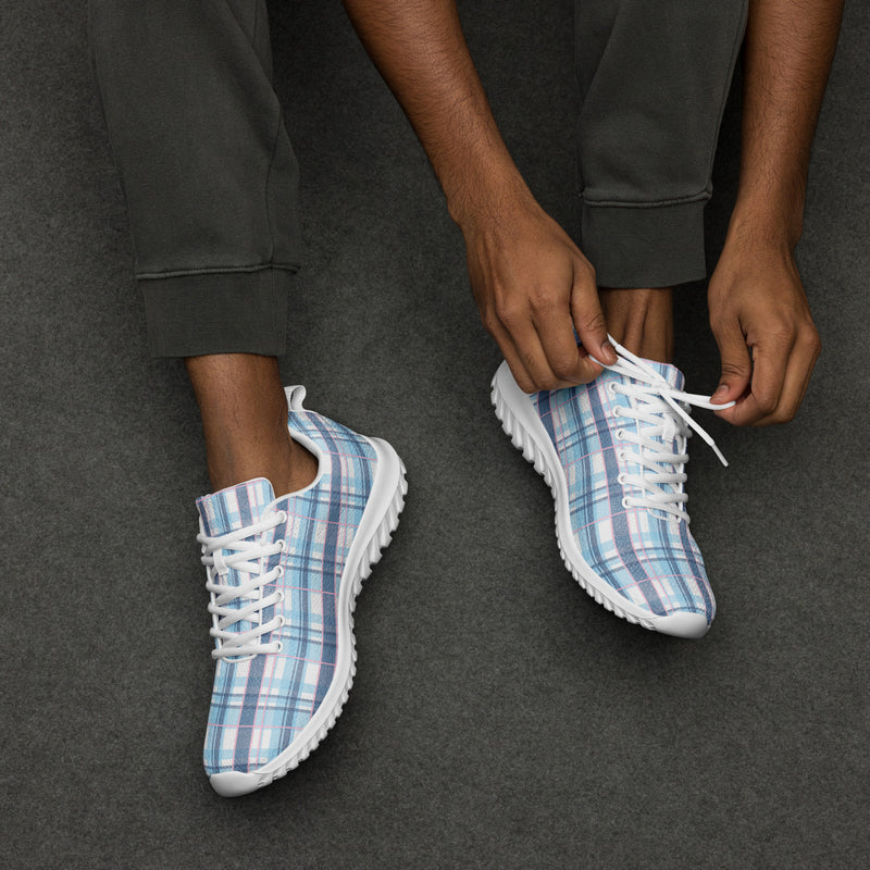 Ice Blue Plaid Athletic #208 - Opposite Side | HA!LO Canvas Sneakers