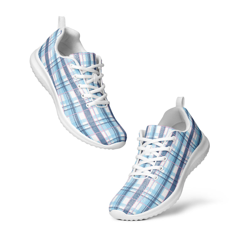 Ice Blue Plaid Athletic #208 - Top Down View | HA!LO Canvas Sneakers