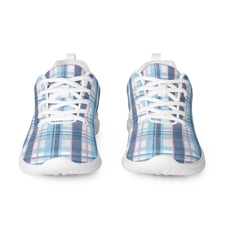 Ice Blue Plaid Athletic #208 - Front View | HA!LO Canvas Sneakers