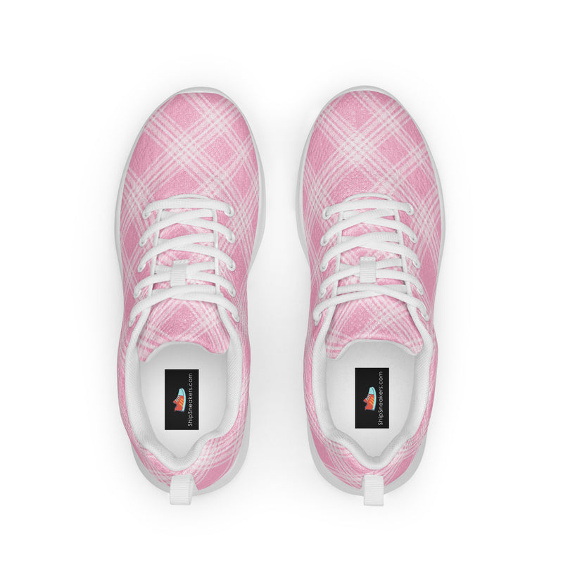 Blue Pink Plaid Athletic #209 - Back View | HA!LO Canvas Sneakers