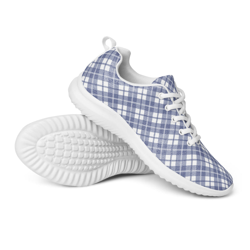 Blue Plaid Stripe Athletic #211 - Canvas High Top Sneakers | HA!LO