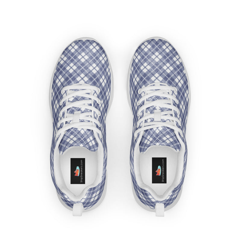 Blue Plaid Stripe Athletic #211 - Back View | HA!LO Canvas Sneakers