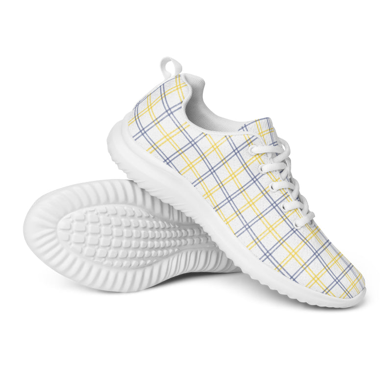 Yellow Stripe Plaid Athletic #212 - Canvas High Top Sneakers | HA!LO