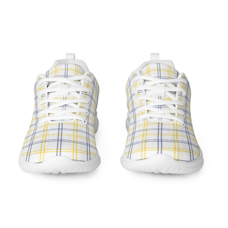 Yellow Stripe Plaid Athletic #212 - Front View | HA!LO Canvas Sneakers