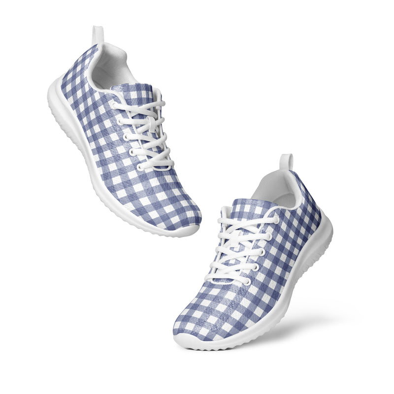 Navy Gingham Small Athletic #213 - Top Down View | HA!LO Canvas Sneakers