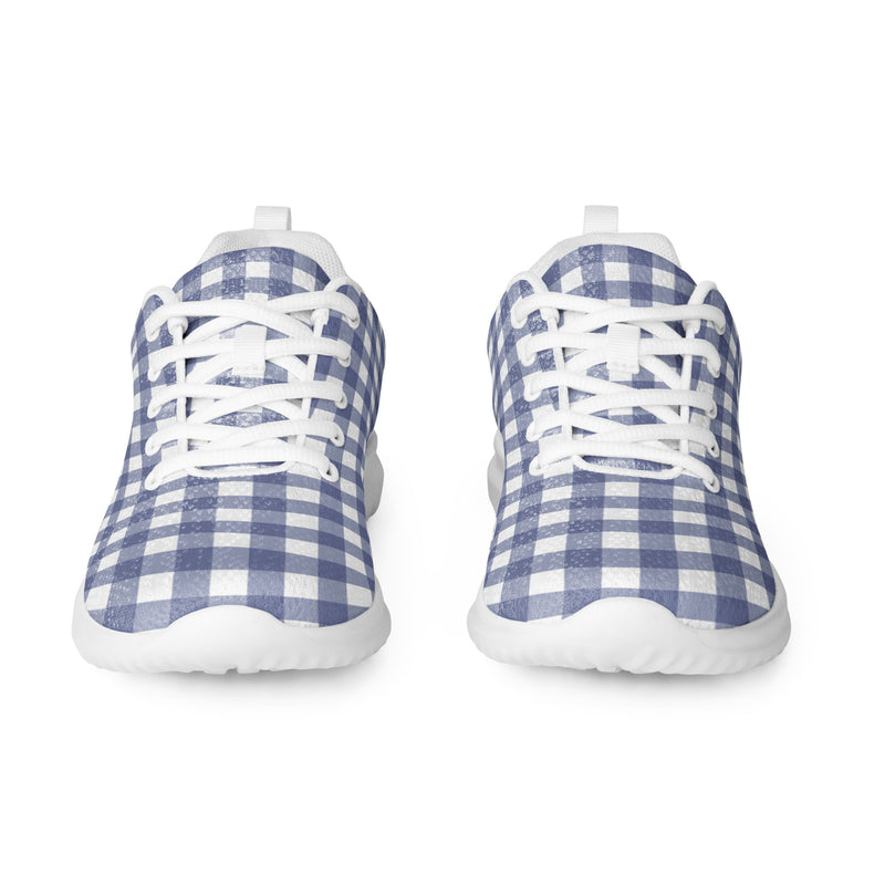 Navy Gingham Small Athletic #213 - Front View | HA!LO Canvas Sneakers