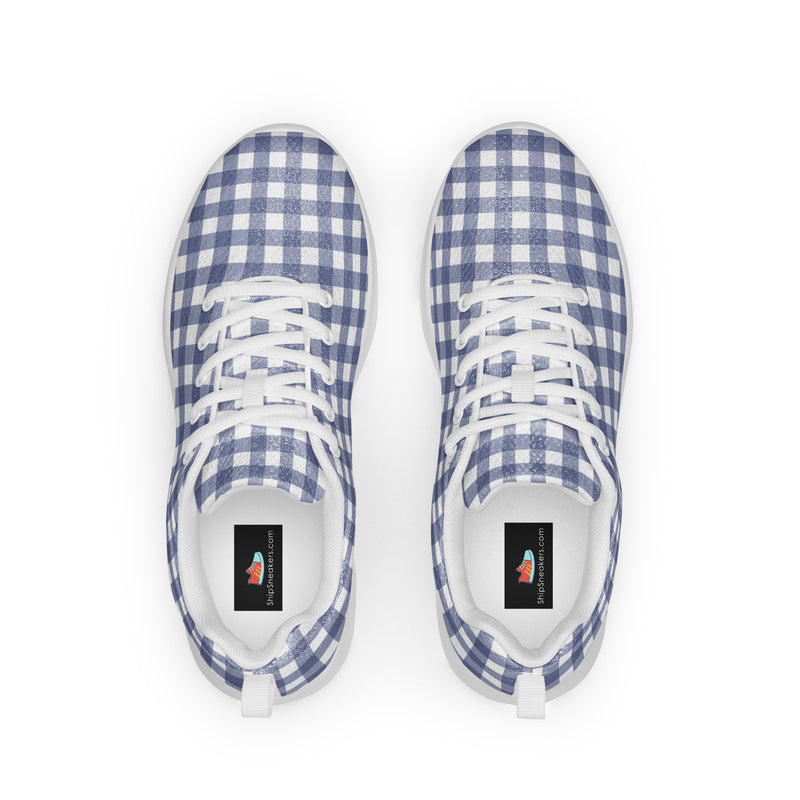 Navy Gingham Small Athletic #213 - Back View | HA!LO Canvas Sneakers