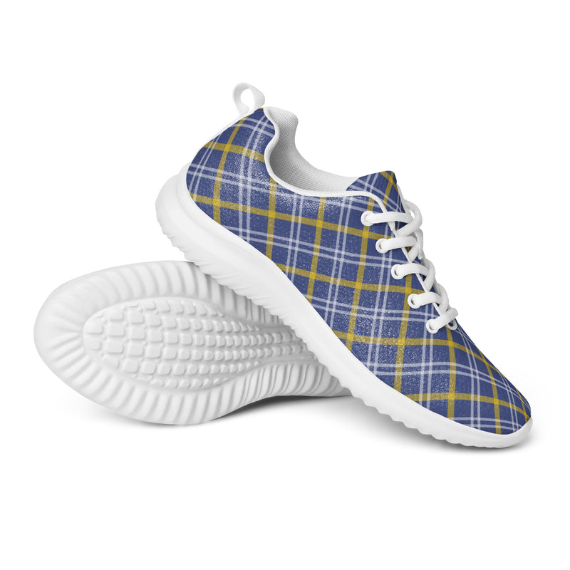 Blue Gold Plaid Athletic #214 - Canvas High Top Sneakers | HA!LO