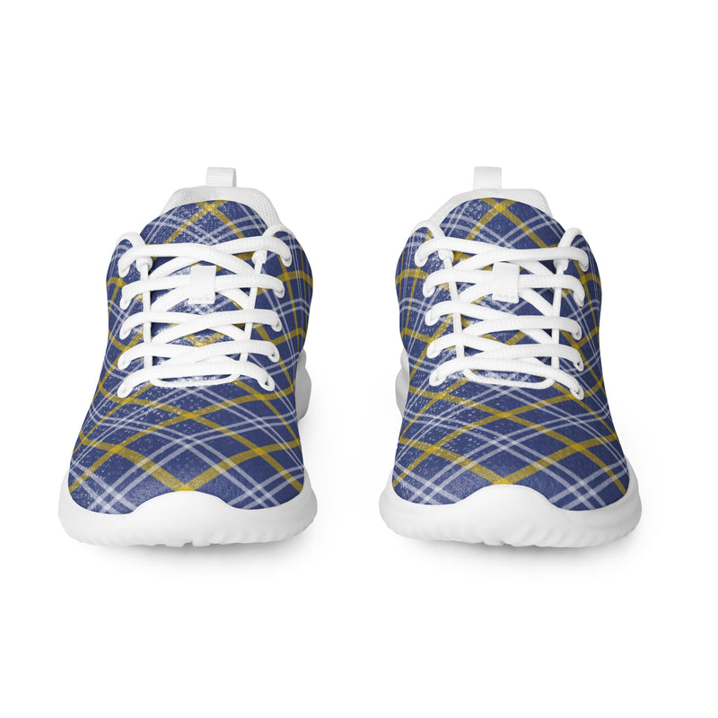 Blue Gold Plaid Athletic #214 - Front View | HA!LO Canvas Sneakers