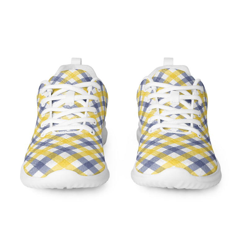 Yellow Gingham Athletic #215 - Front View | HA!LO Canvas Sneakers