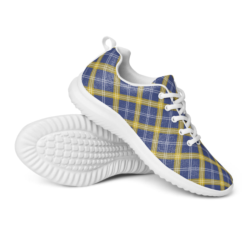 Navy Gold Plaid Athletic #216 - Canvas High Top Sneakers | HA!LO