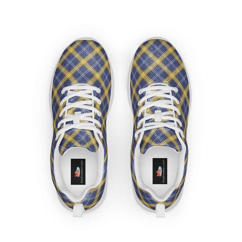 Navy Gold Plaid Athletic #216 - Back View | HA!LO Canvas Sneakers