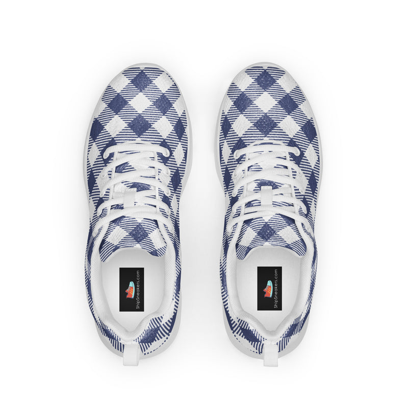 Navy Gingham Athletic #217 - Back View | HA!LO Canvas Sneakers