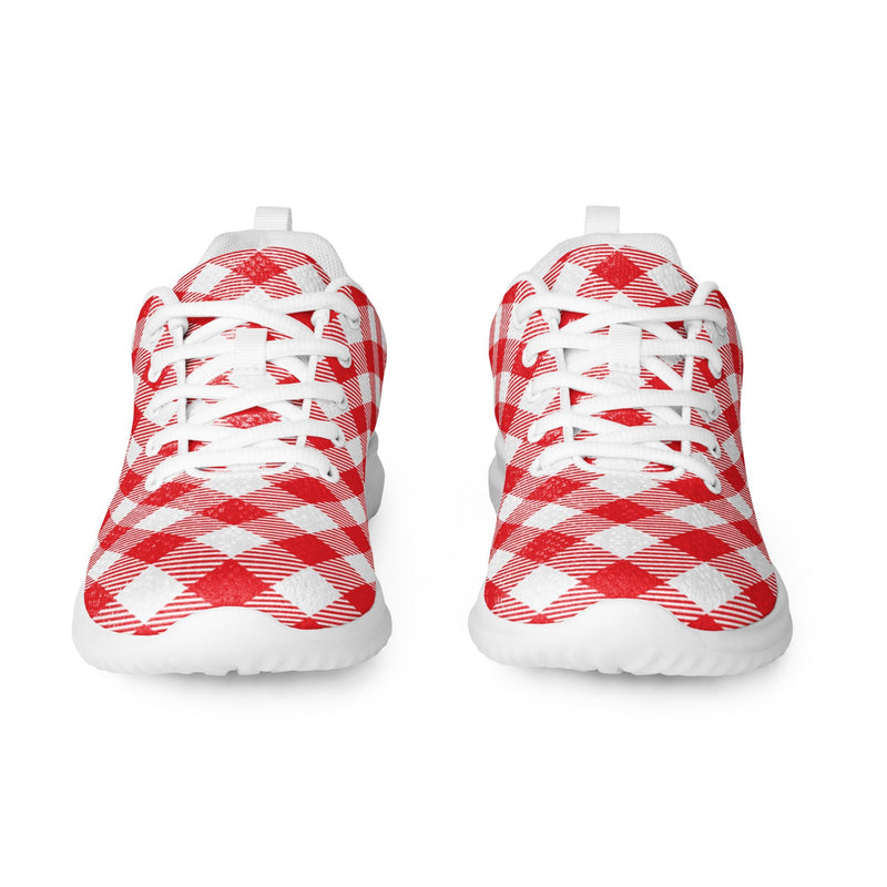 Red Gingham Large Athletic #223 - Front View | HA!LO Canvas Sneakers