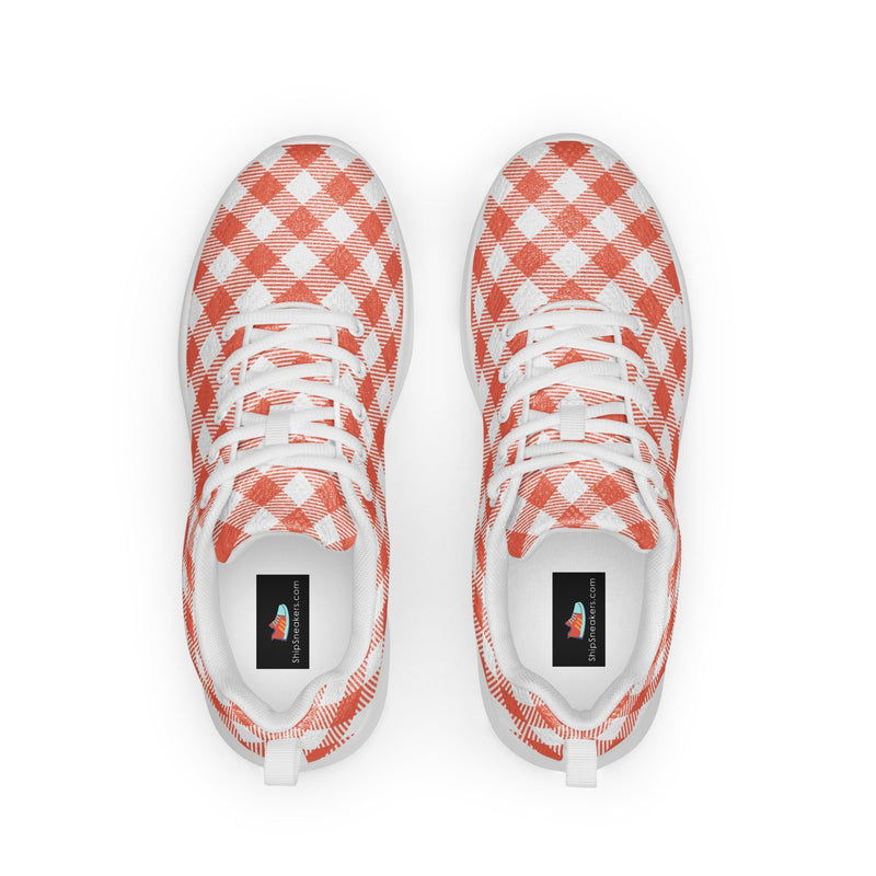 Coral Gingham Athletic #229 - Back View | HA!LO Canvas Sneakers