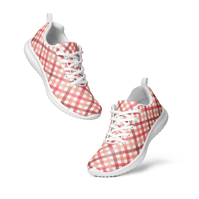 Pink Plaid Athletic #231 - Top Down View | HA!LO Canvas Sneakers