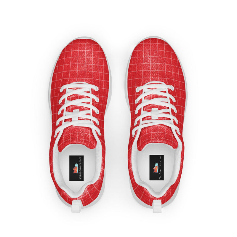 Red Grid Athletic #232 - Back View | HA!LO Canvas Sneakers