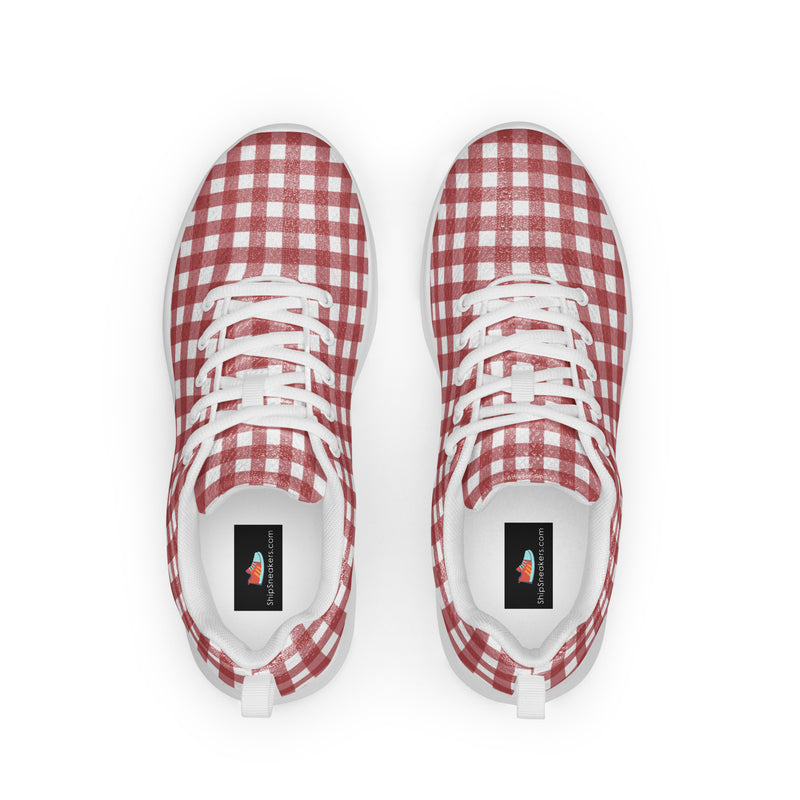 Red Gingham Athletic #234 - Back View | HA!LO Canvas Sneakers