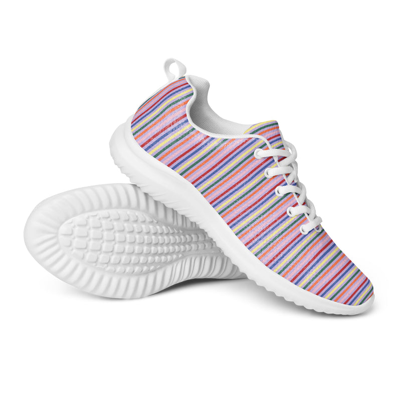 Pink Stripe Thin Athletic #264 - Canvas High Top Sneakers | HA!LO