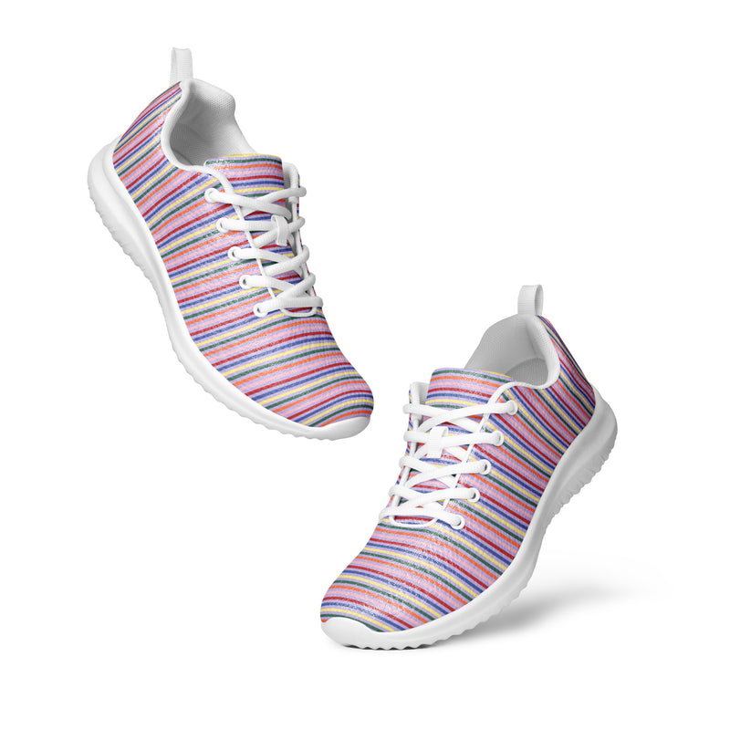 Pink Stripe Thin Athletic #264 - Top Down View | HA!LO Canvas Sneakers