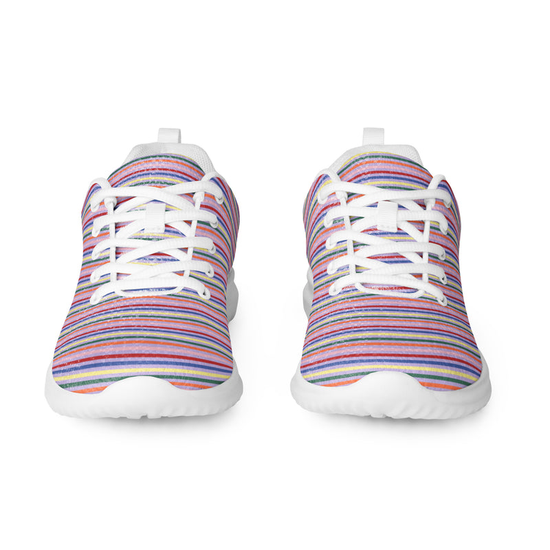 Pink Stripe Thin Athletic #264 - Front View | HA!LO Canvas Sneakers