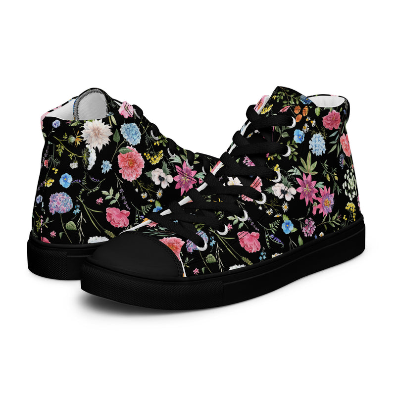Dark Floral High Top #130 - Canvas High Top Sneakers | HA!LO