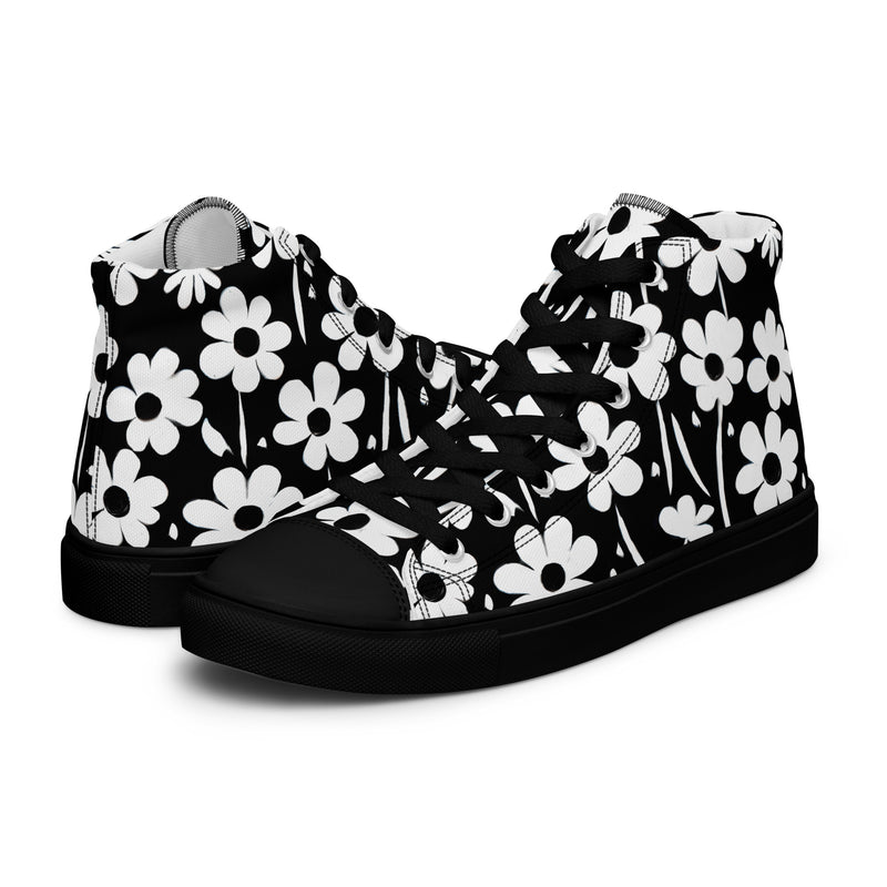 Black Daisy High Top #139 - Canvas High Top Sneakers | HA!LO