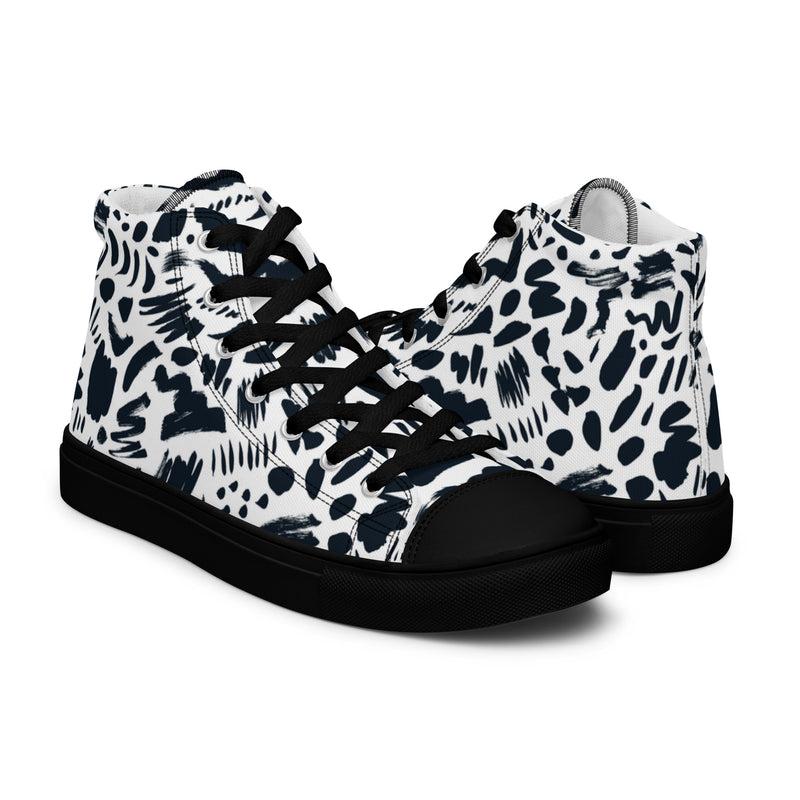 Cow Print High Top #128 - Top Down View | HA!LO Canvas Sneakers