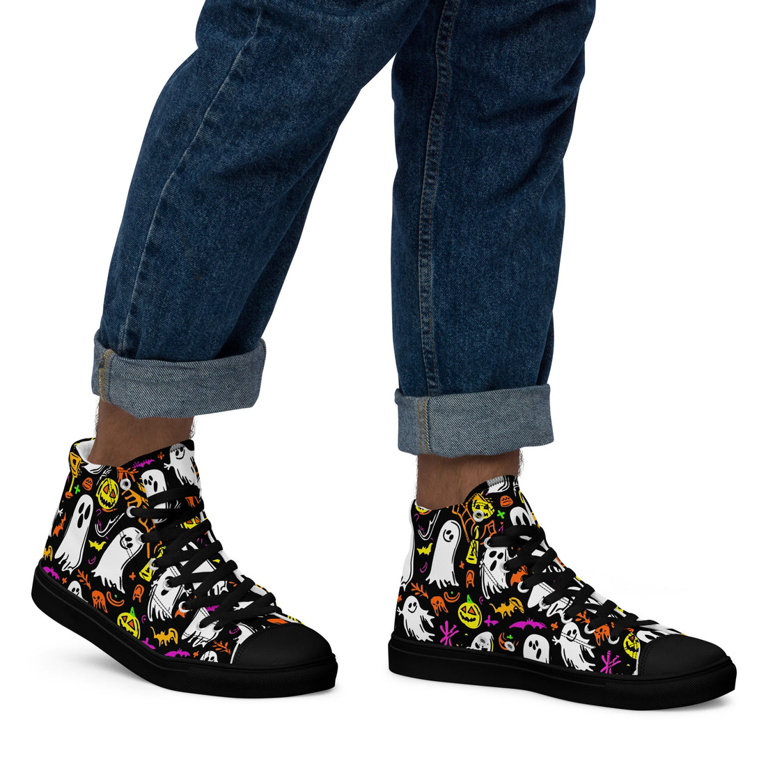 Men's Halloween Ghost Bash High Top Sneakers 324 - ShipSneakers.com