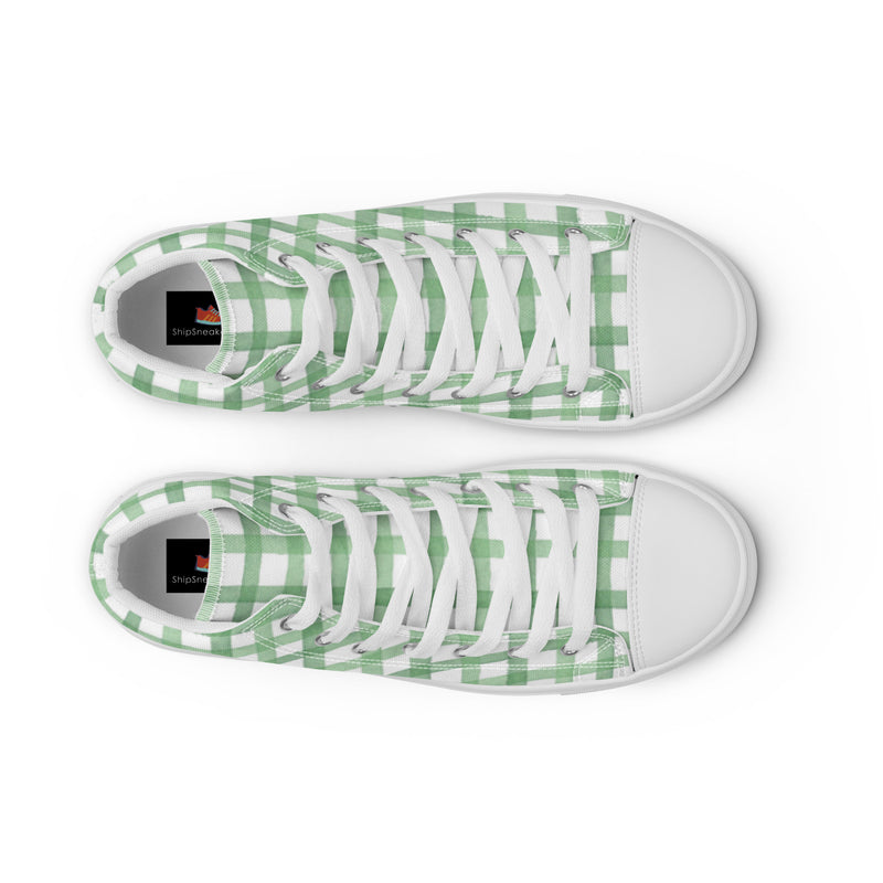 Green Gingham High Top #21 - Lifestyle Shot | HA!LO Canvas Sneakers