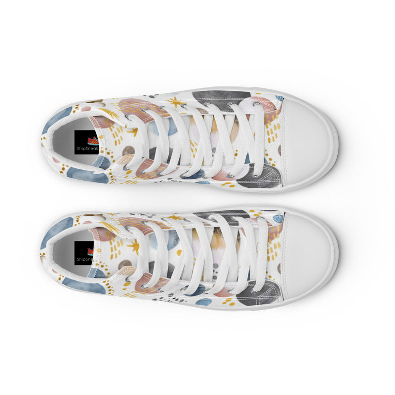 Cosmic Cream High Top #25 - Lifestyle Shot | HA!LO Canvas Sneakers
