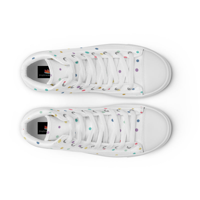 Rainbow Dot High Top #27 - Lifestyle Shot | HA!LO Canvas Sneakers