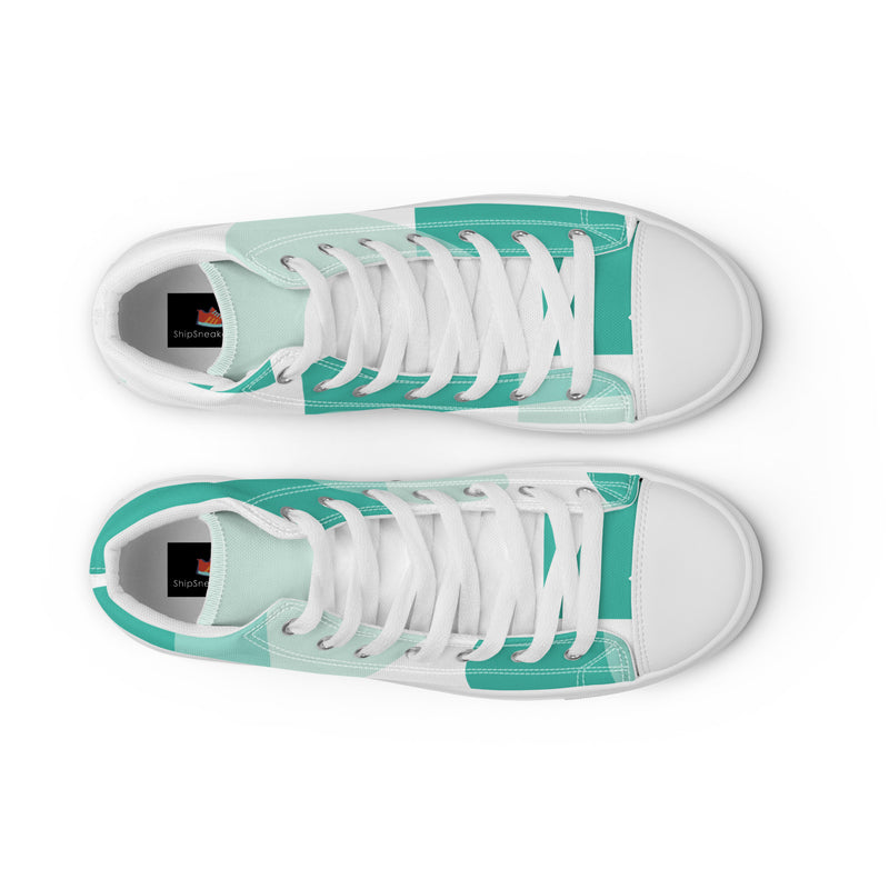 Mint Abstract High Top #42 - Close Up Detail | HA!LO Canvas Sneakers