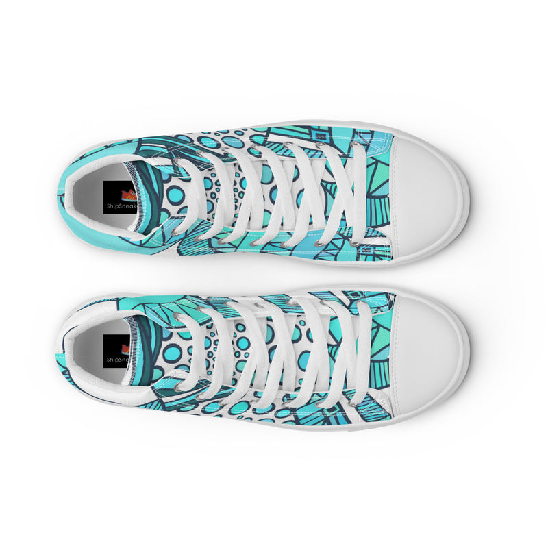 Teal Patchwork High Top #50 - Lifestyle Shot | HA!LO Canvas Sneakers