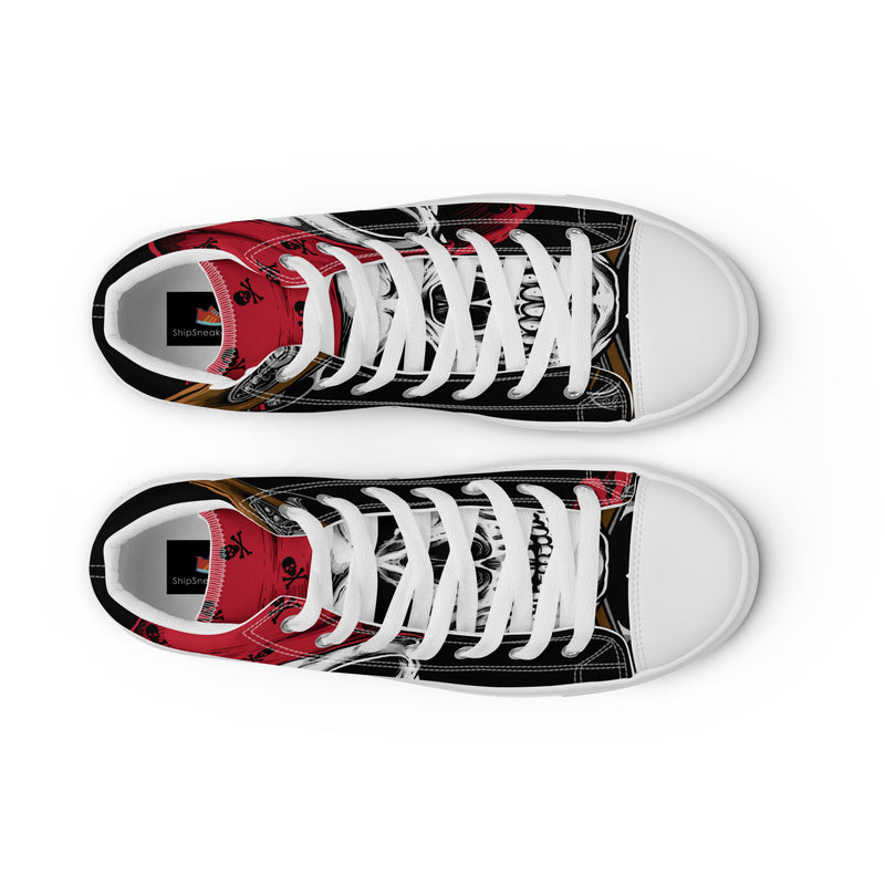 Red Skull High Top #160 - Lifestyle Shot | HA!LO Canvas Sneakers