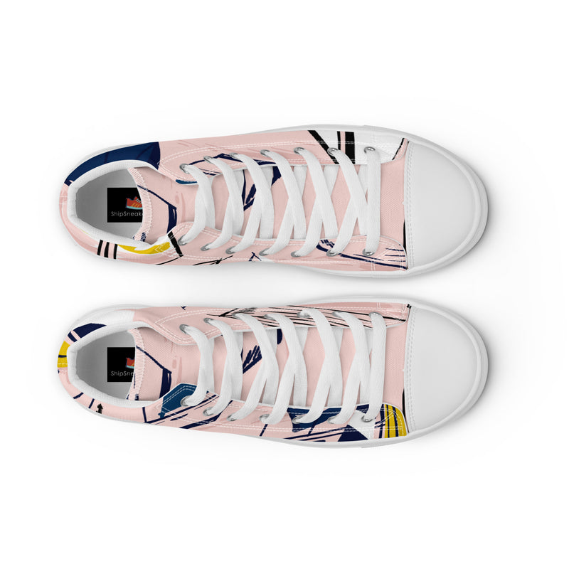 Pink Line Art High Top #56 - Lifestyle Shot | HA!LO Canvas Sneakers