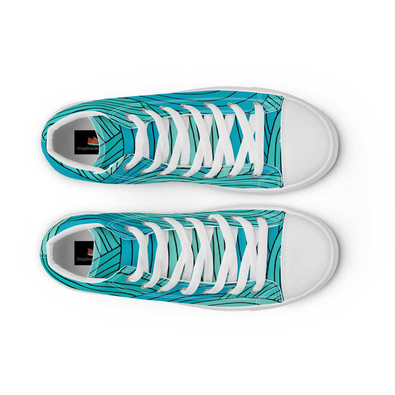 Teal Wave High Top #60 - Lifestyle Shot | HA!LO Canvas Sneakers