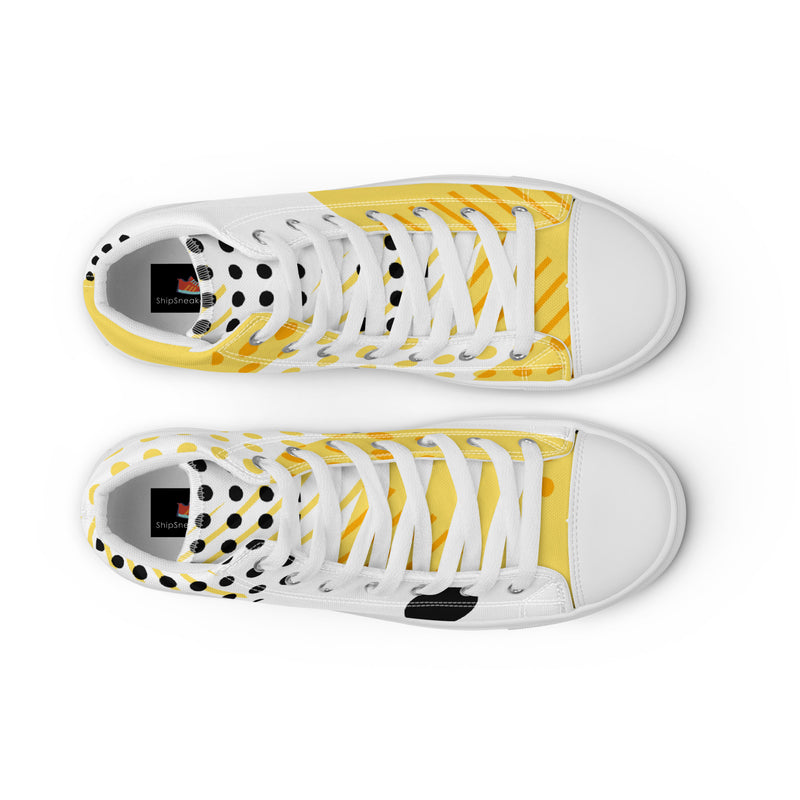 Yellow Pop High Top #62 - Lifestyle Shot | HA!LO Canvas Sneakers